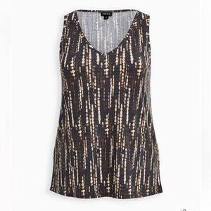 TORRID Black Grey Brown Tie-Dye V-Neck Macrame Tank plus size 4x